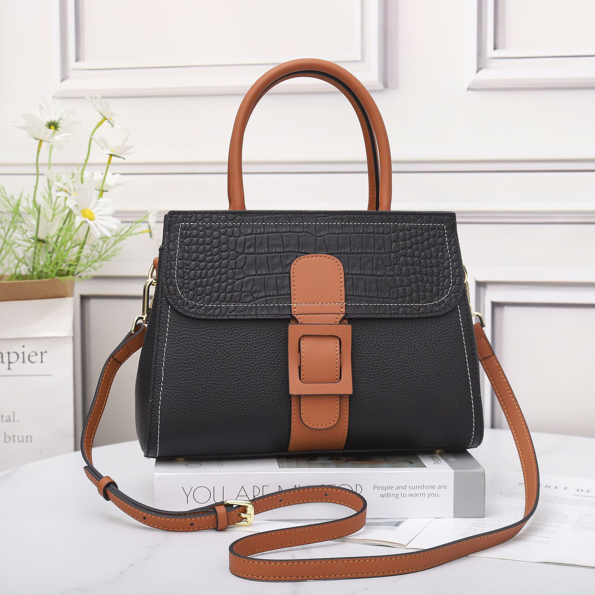 TOGO top layer cowhide single shoulder women's with large capacity crossbody tote mommy bag, fashionable and minimalist_voghion.com
