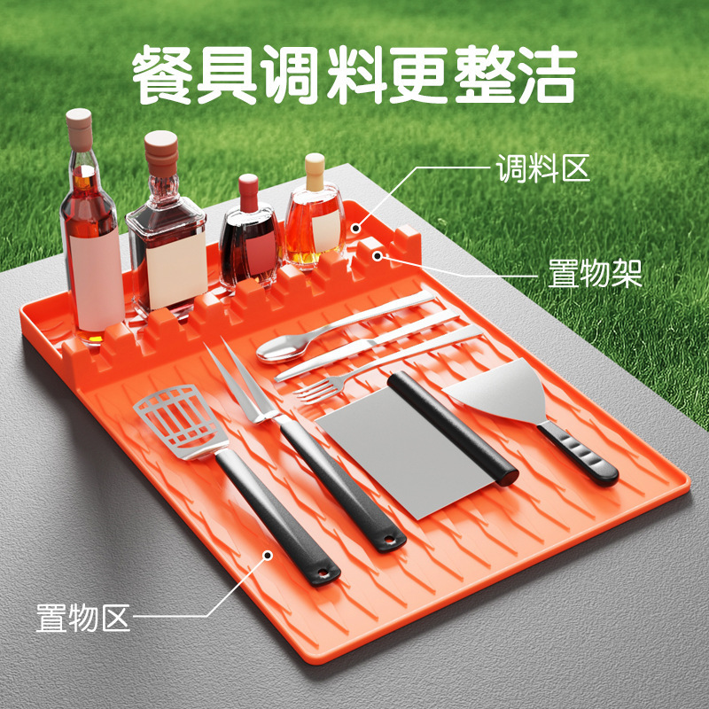 Blackstone Grill Tool Mat Silicone Protective Mat Dustproof Cleaning Mat Barbecue Pan Left Side Storage Mat Upgraded Version