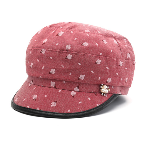 Women's and Men's Spring and Summer New Mother Fabric Hat, Elderly Lady's Short Brim Sun Protection Duck Bill Hat, Thin