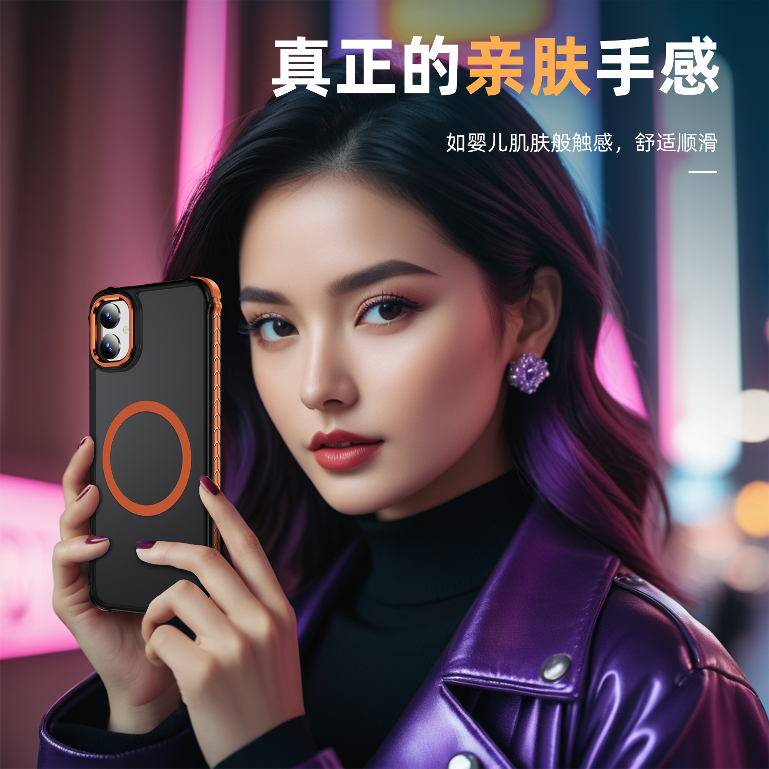 New Product Suitable for Samsung A05 Mobile Phone Case, Skin-Feel Magnetic Ring, Four-Corner Airbag, Anti-Fall and Anti-Scratch, Supports Wireless Charging Factory