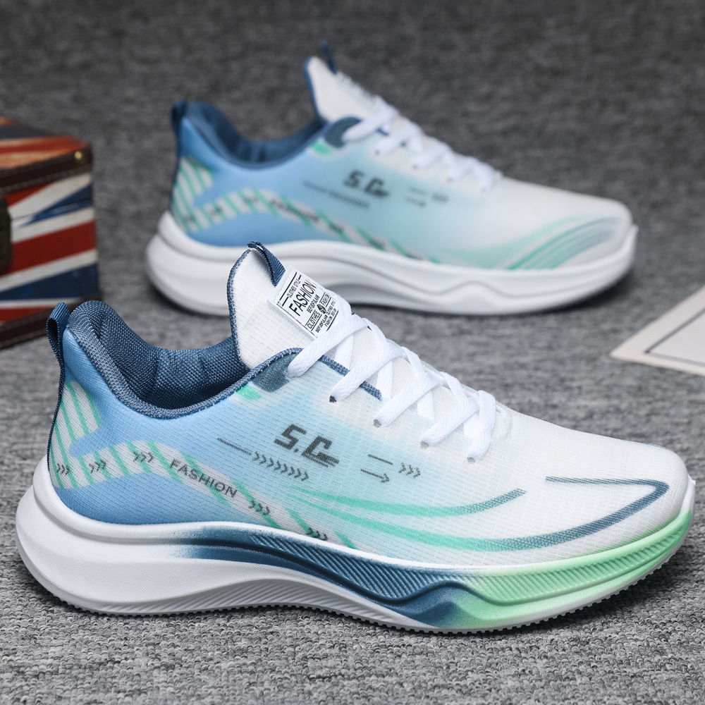 Cross-Border Hot Selling Men's Shoes, Lightweight Sports Shoes, Breathable Ice Mesh Shoes, Thick-Soled Casual Running Shoes, Autumn New Shoes