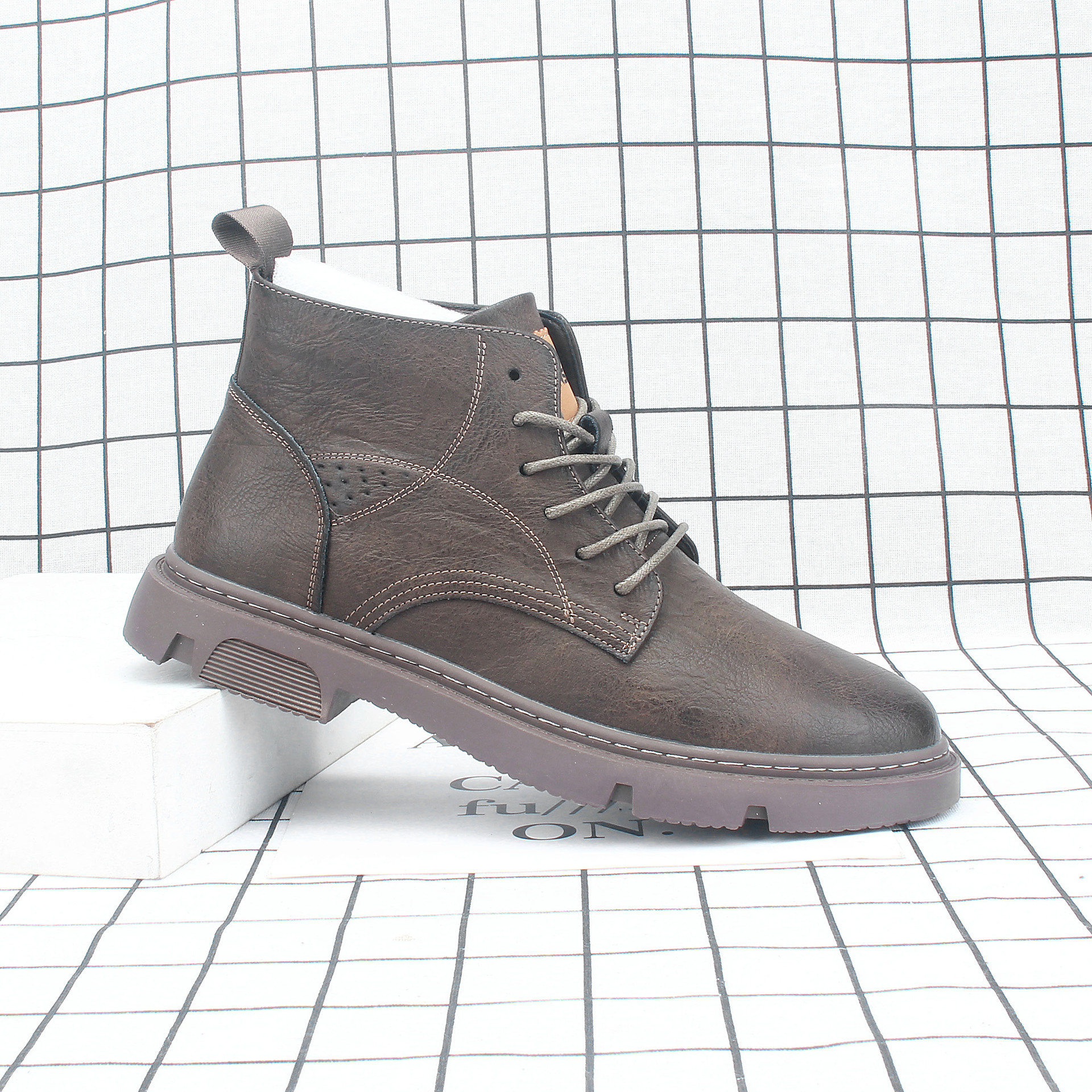 �ﶬ��װѥ2022�¿�Ӣ����ʿ����ѥ��������ϵ���߰�ԲͷƤѥ391