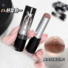 Cappuvini レトロ甘くてクールなソリッドリップグロス韓国ヌードカラー美白ミラーウォーターグロス口紅メイクアップ