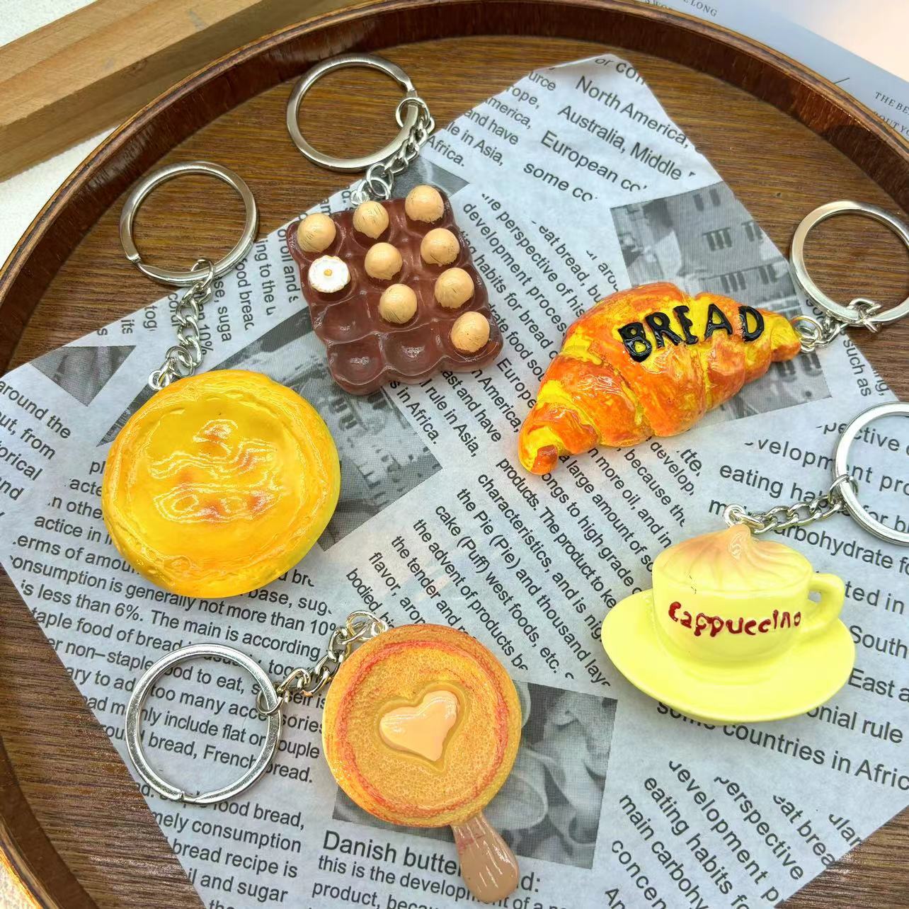 22g Weight Bag Pendant, Keychain Classification 1 Piece Quantity Daily Occasion Resin Material 1605 Coffee, bread Pattern Women's Gender Cartoon Style Style Resin 1605 Coffee Bread Bag Pendant Keychain Bag Charms 3