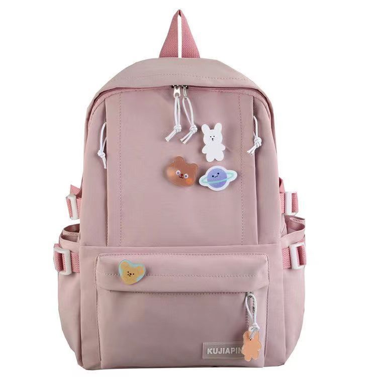 Mochila escolar para estudiantes de secundaria, mochila sencilla y ligera de estilo coreano de gran capacidad, mochila informal de color puro para niña