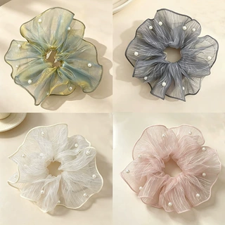 炫彩人鱼姬晕染大肠发圈女超大号扎头发绳韩系钉珠扎马尾头绳发饰