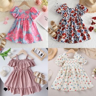 Girls' Western Style Fashionable Floral dress 2025 New Style Western Style Princess Dress Children's Dress for Summer Korean Style Children's Wear