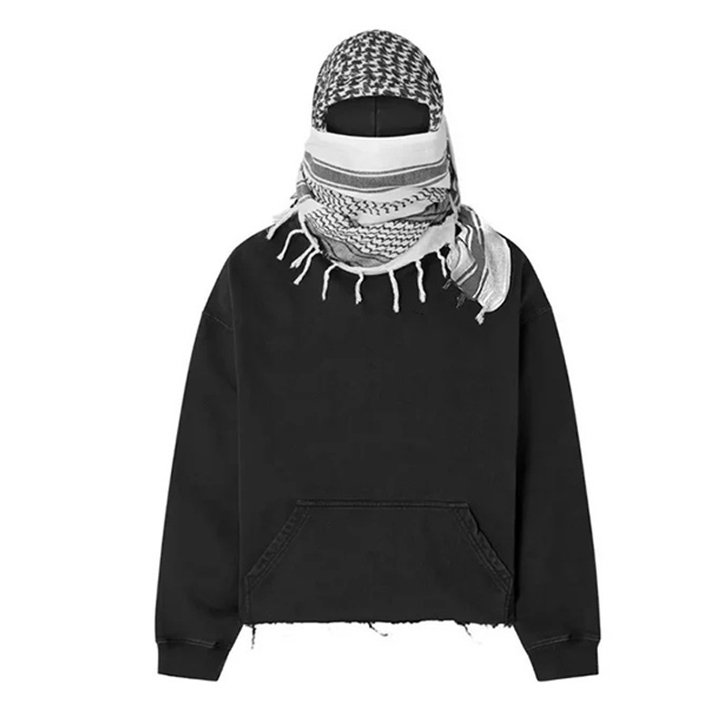 European and American Street Style Plaid Faux Headscarf Patchwork Loose Long-Sleeve Pullover Y2K Autumn and Winter Casual Hoodie European and American Street Style Plaid Faux Headscarf Patchwork Loose Long-Sleeve Pullover Y2K Autumn and Winter Casual Hoodie