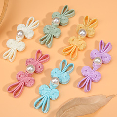 Chinese dress button with pearl and rabbit ear design, traditional Tang suit style Chinese formal dress, national trend decorative button, retro Chinese style handmade button