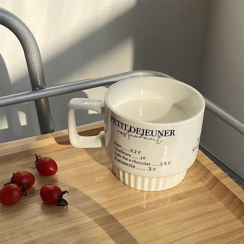 Simple ins letter Breakfast Milk Cup vintage coffee cup office ceramic drinking cup Korean mug