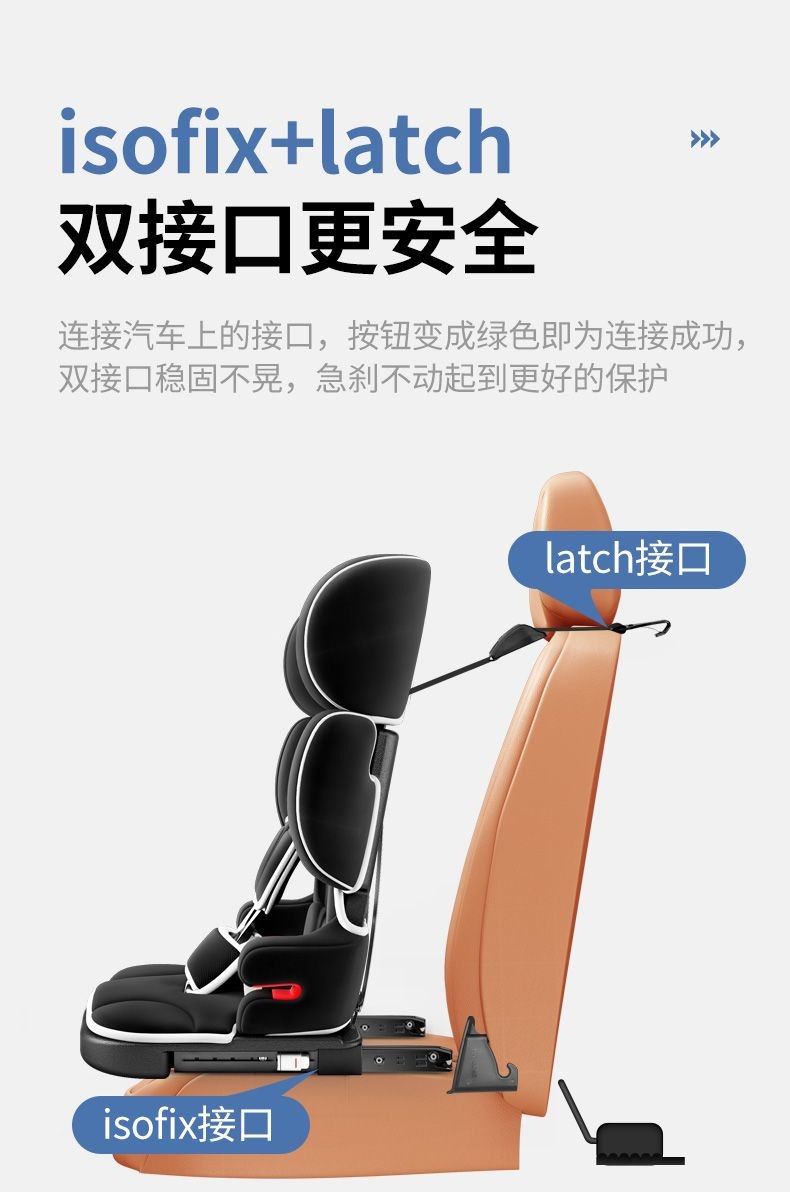 Child Safety Seat for Cars and Electric Vehicles, Suitable for Children Aged 9 Months to 12 Years, Simple and Portable