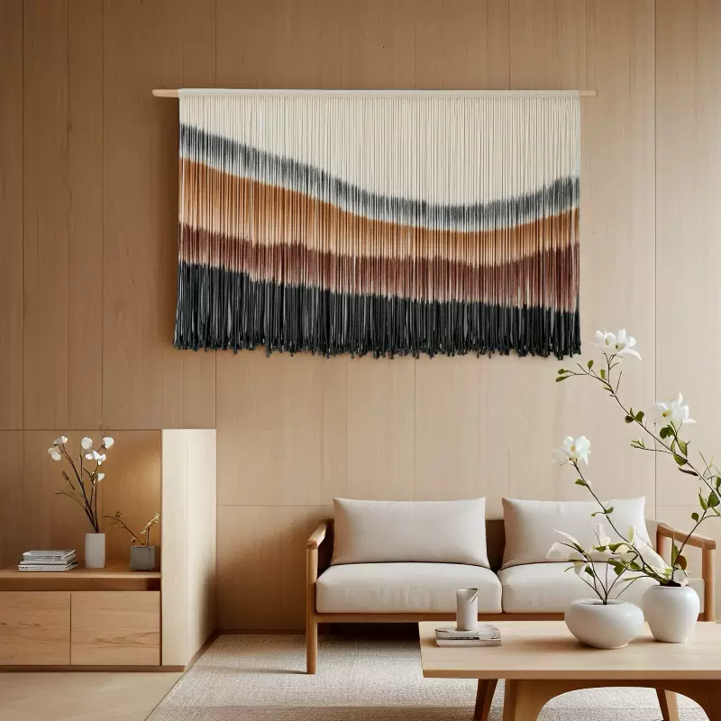 跨境波西米亚挂毯酒店民宿背景装饰壁毯手工编织流苏壁挂2段拼接