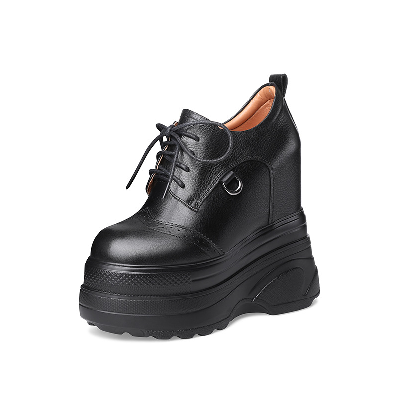 Giày sneaker nữ đế dày tăng chiều cao 16 cm, phong cách thể thao — màu nâu