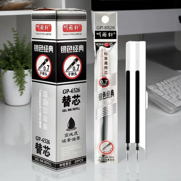 Tingyuxuan 6526 Silver Classic Gel Pen Refill 0.7mm Thick Line Carbon Ink Calligraphy Practice Pen Refill