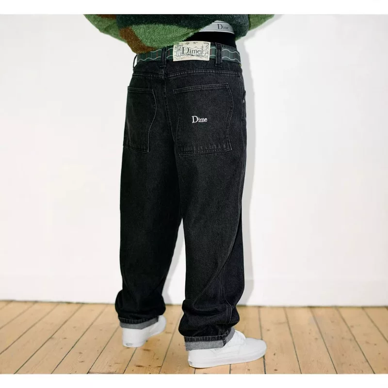 [潮流街头滑板Dime Baggy直筒宽松休闲DENIM PANTS洗水牛仔长裤男]