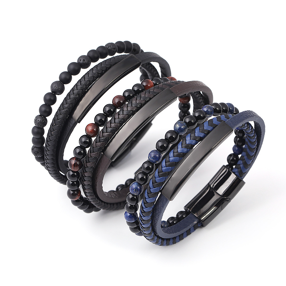 Casual Streetwear Geometric Titanium Steel Lapis Lazuli Plating Men's Bracelets display picture 1