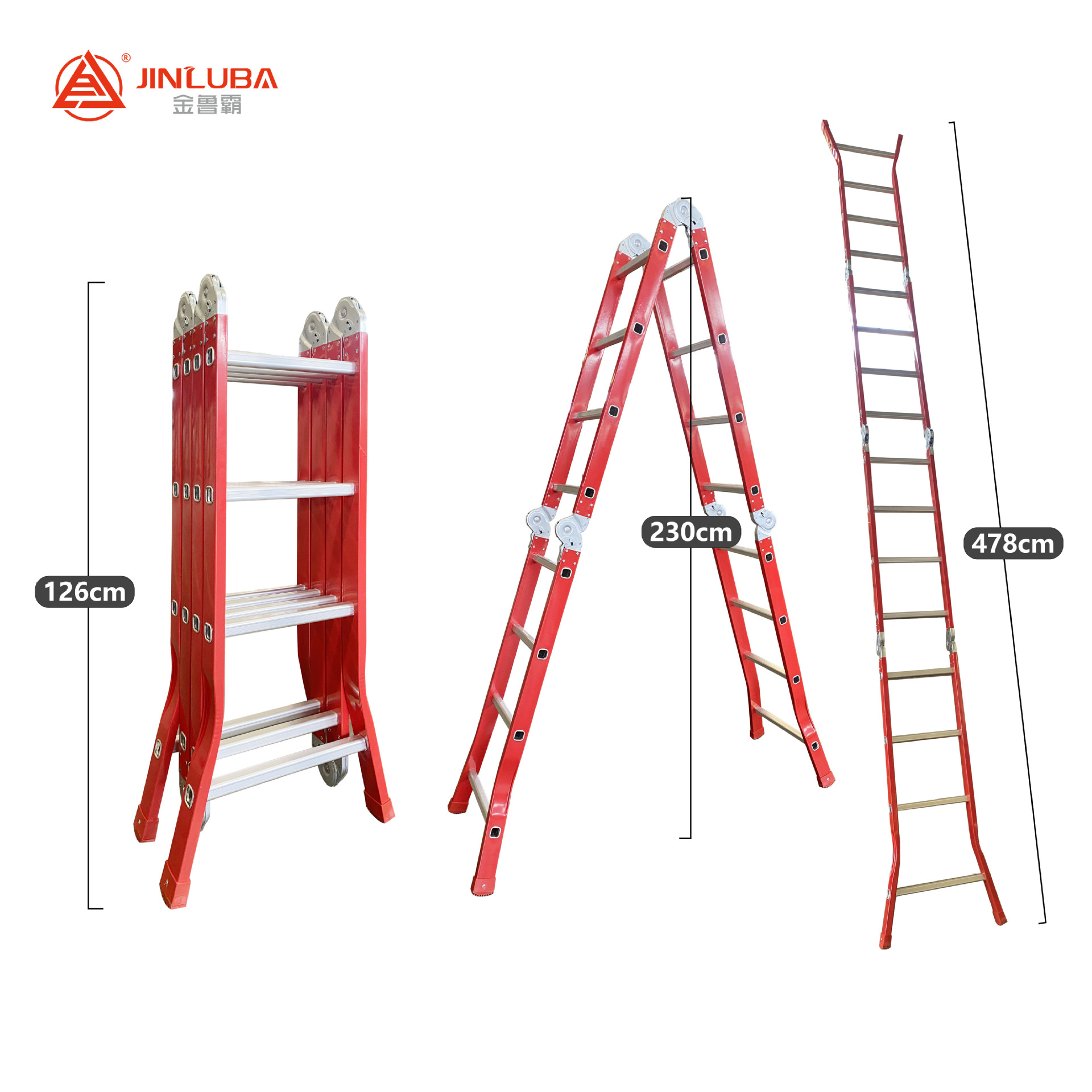 Jinluba Factory Escalera plegable de aleación de aluminio Escalera de cuatro pliegues Escalera telescópica Escalera de articulación recta al por mayor