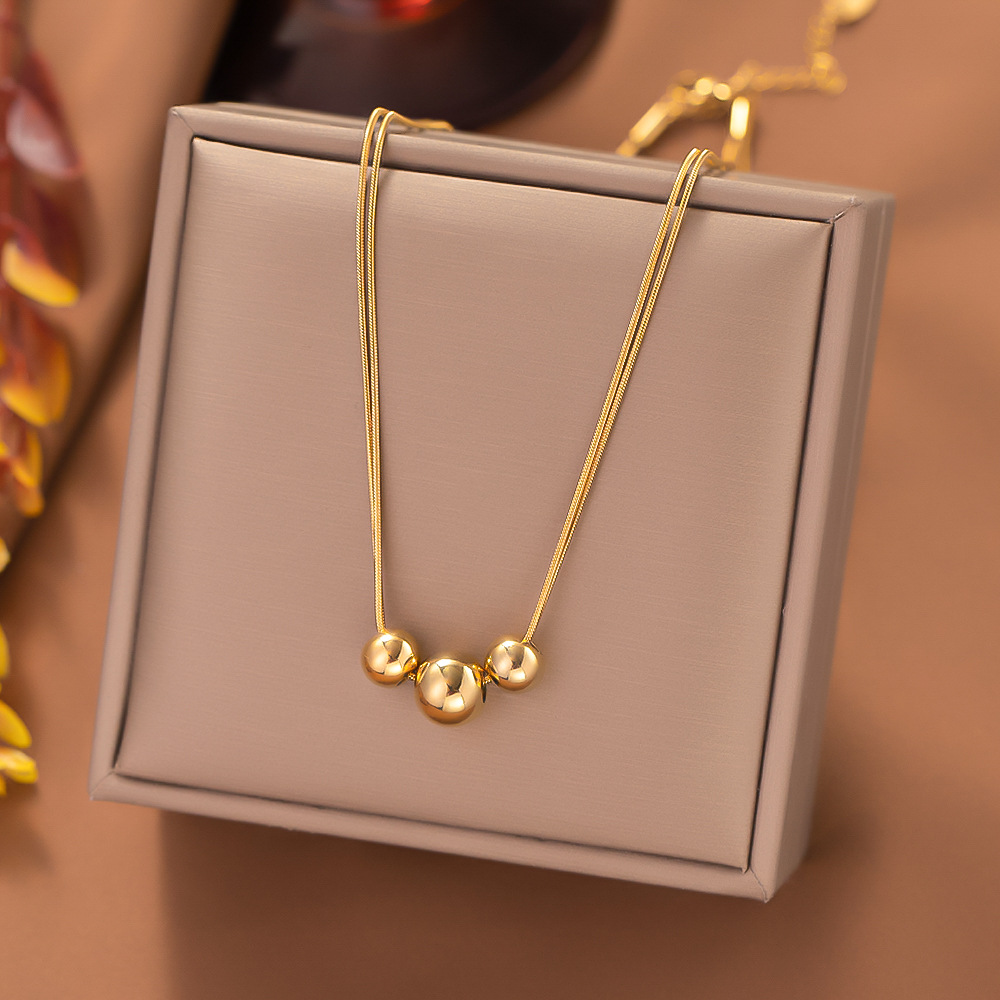 Daily Occasion 304 Stainless Steel Material Solid Color Pattern PVD Coated Real Gold Plated 18K Gold Solid Color 304 Stainless Steel Elegant Waterproof Non Tarnish 304 Stainless Steel Necklace