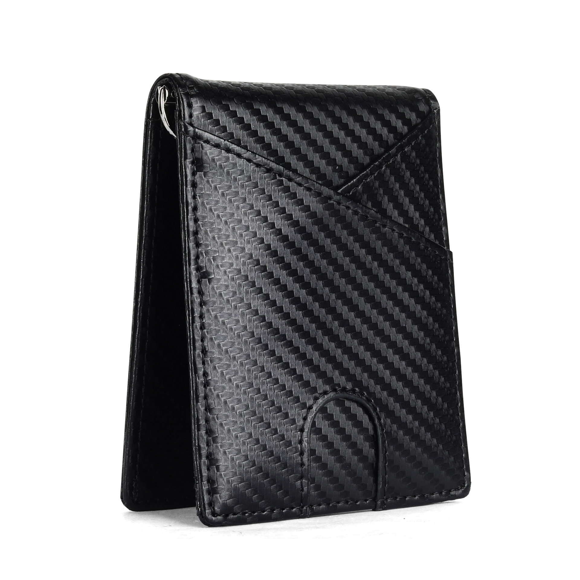 Transfronteriza ultra delgada RFID anti-magnetizado clip de dólares de fibra de carbono tarjeta de patrón bolsa multi-tarjeta cartera de negocios de hombre