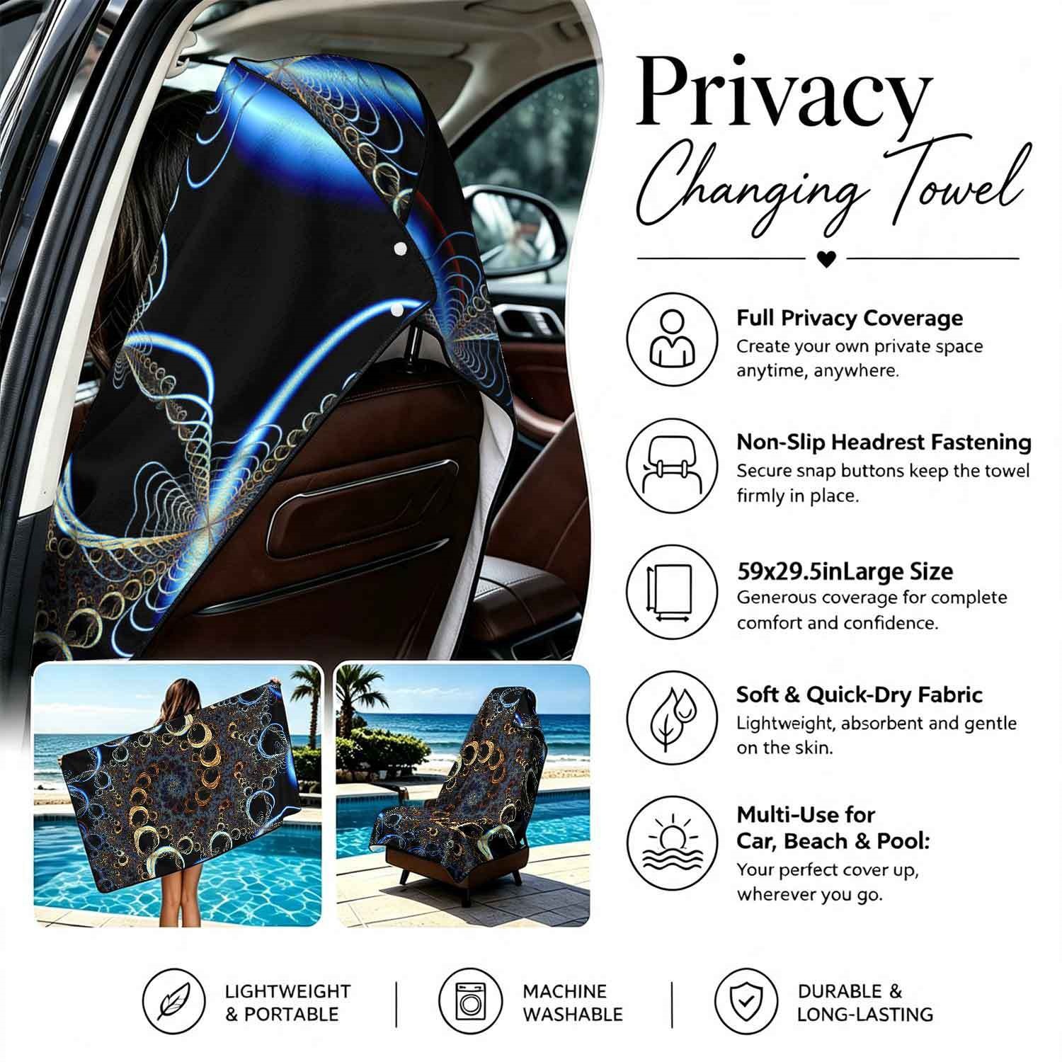 Geometric Bath Towel Car Seat Cover 2-in-1 Microfiber Outdoor Beach Car Dual-Use Universal Seat Cushion