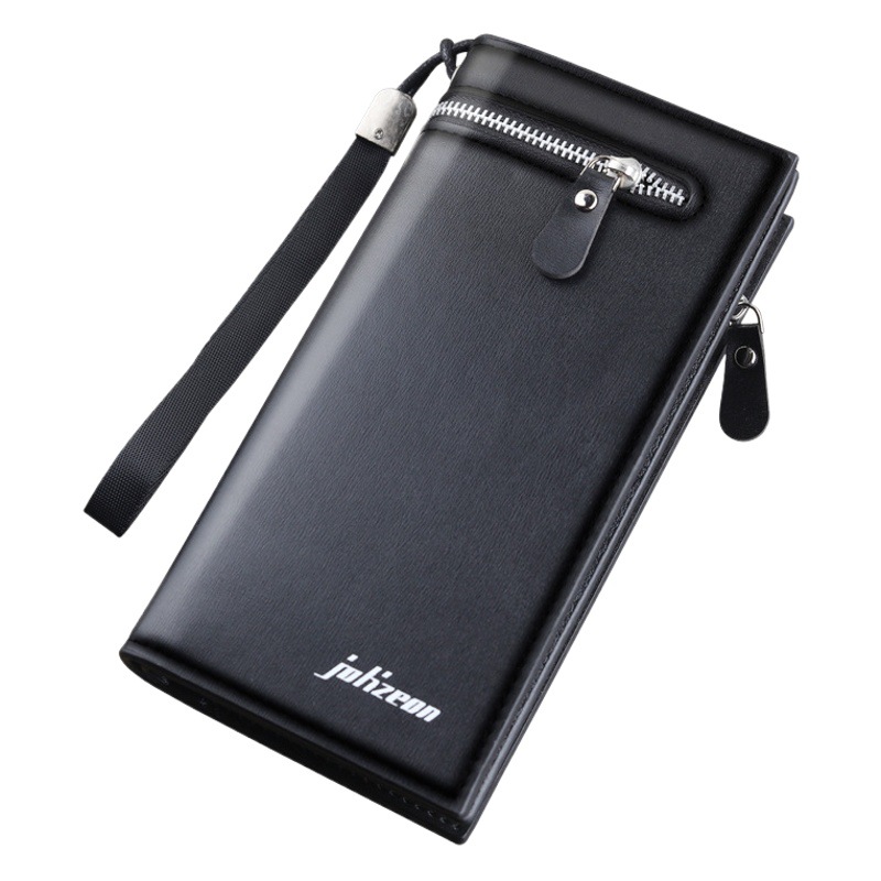Nuevos hombres de la cremallera larga cartera los embrague gran capacidad bolso del teléfono móvil portátil pequeño simple