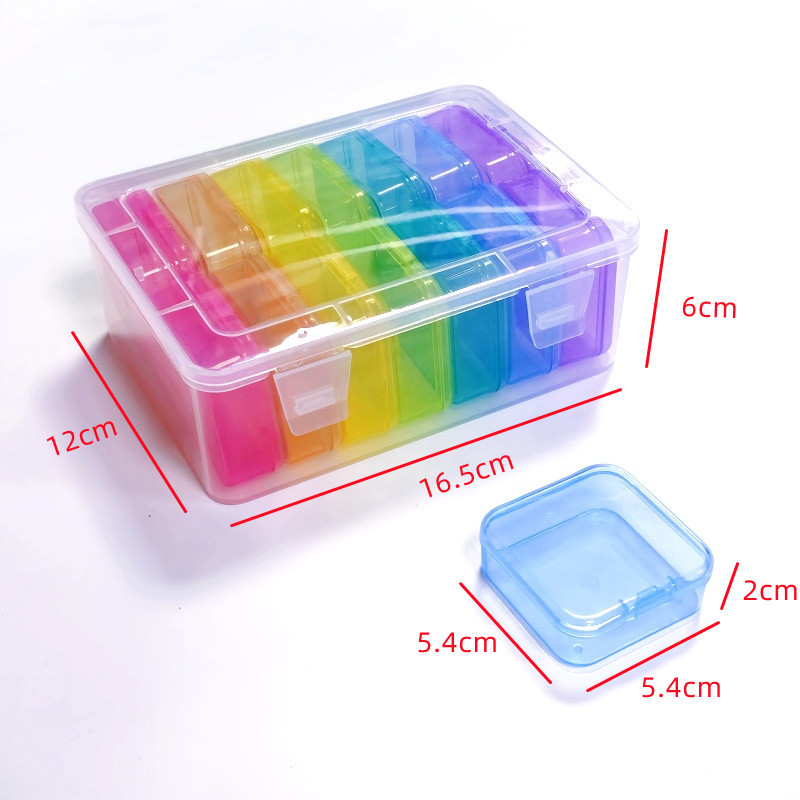 Caja de almacenamiento de cuentas pequeñas de plástico mini transparente con tapa de bisagra y caja de joyería cuadrada de uñas transparente rectangular