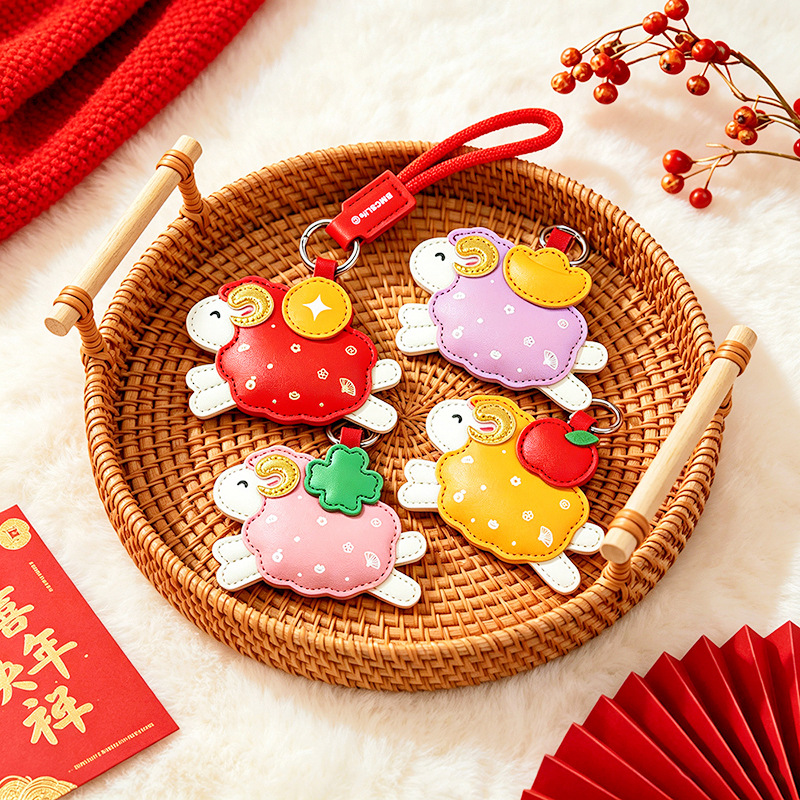 Bamenchongshe 2027 Peace and Fortune Year of the Sheep New Year Leather Pendant Ornament Keychain Bag Hanger