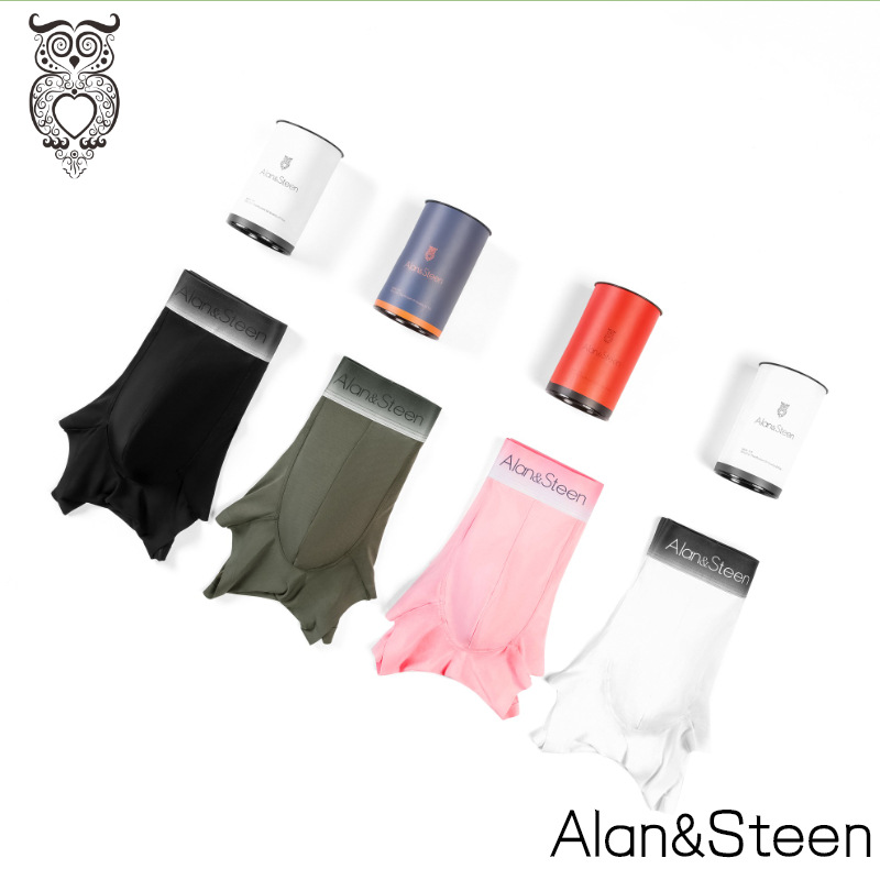 Canned Men's Modal Traceless Underwear Men's Breathable Mid-Waist Solid Color Boxers plus size Student Boxers Summer