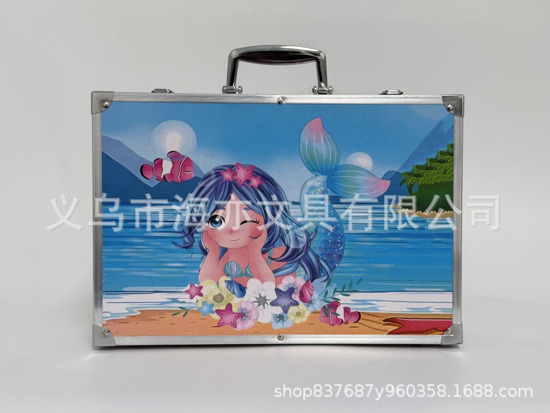 Set de arte infantil 145 piezas, estuche de aluminio de doble capa