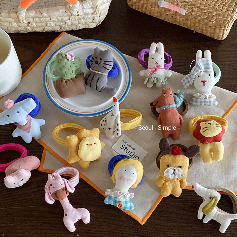 Korean-Style New Cute Little Lion Hair Ties That Don'T Damage Hair, Sweet Handmade Cake-Shaped Colorful Wide Hair Bands