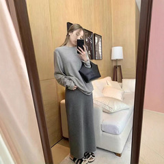 Xzichic茧型 休闲针织半身裙女秋季新款纯色遮胯百搭中长款裙