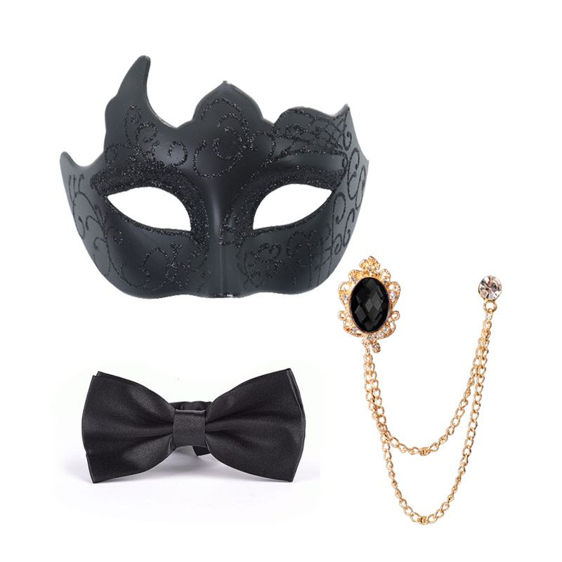 Halloween nuevo hombre alto sentido conjunto máscara fiesta espectáculo de baile para asistir a la fiesta accesorios conjunto de corbata