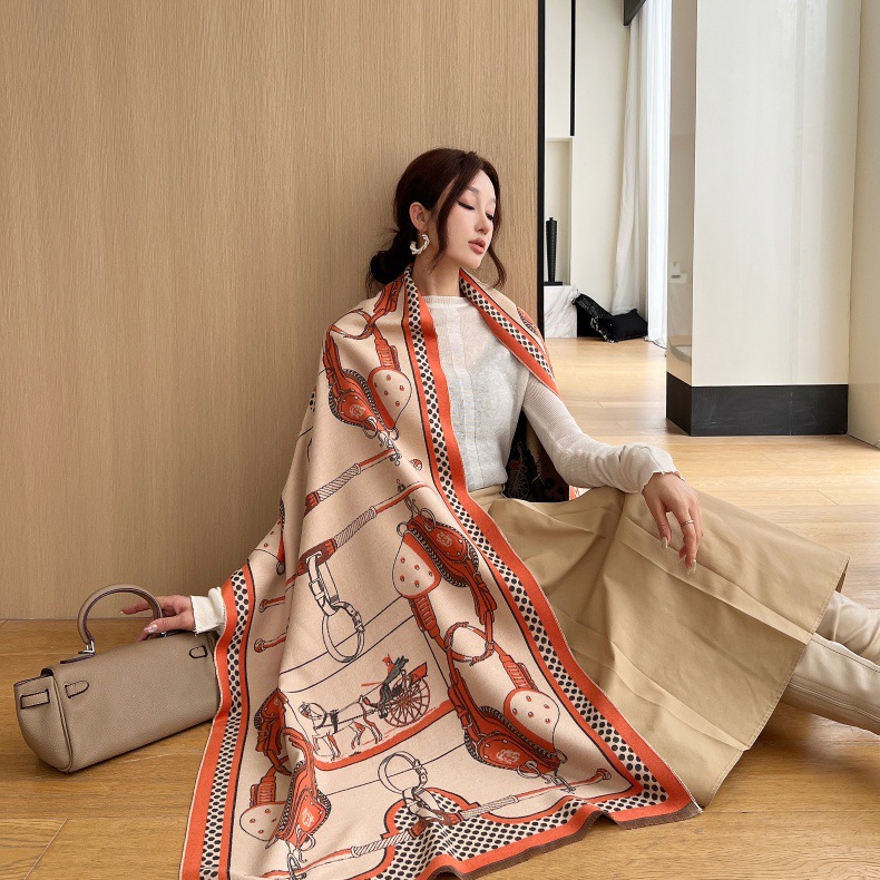 Sciarpa jacquard in cashmere imitazione di alta qualità e di lusso leggero, scialle invernale versatile da donna, antivento e caldo spesso_voghion.com