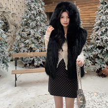 双面毛毛狐狸毛皮草连帽外套女2025新款海宁马甲加厚时尚上衣坎肩