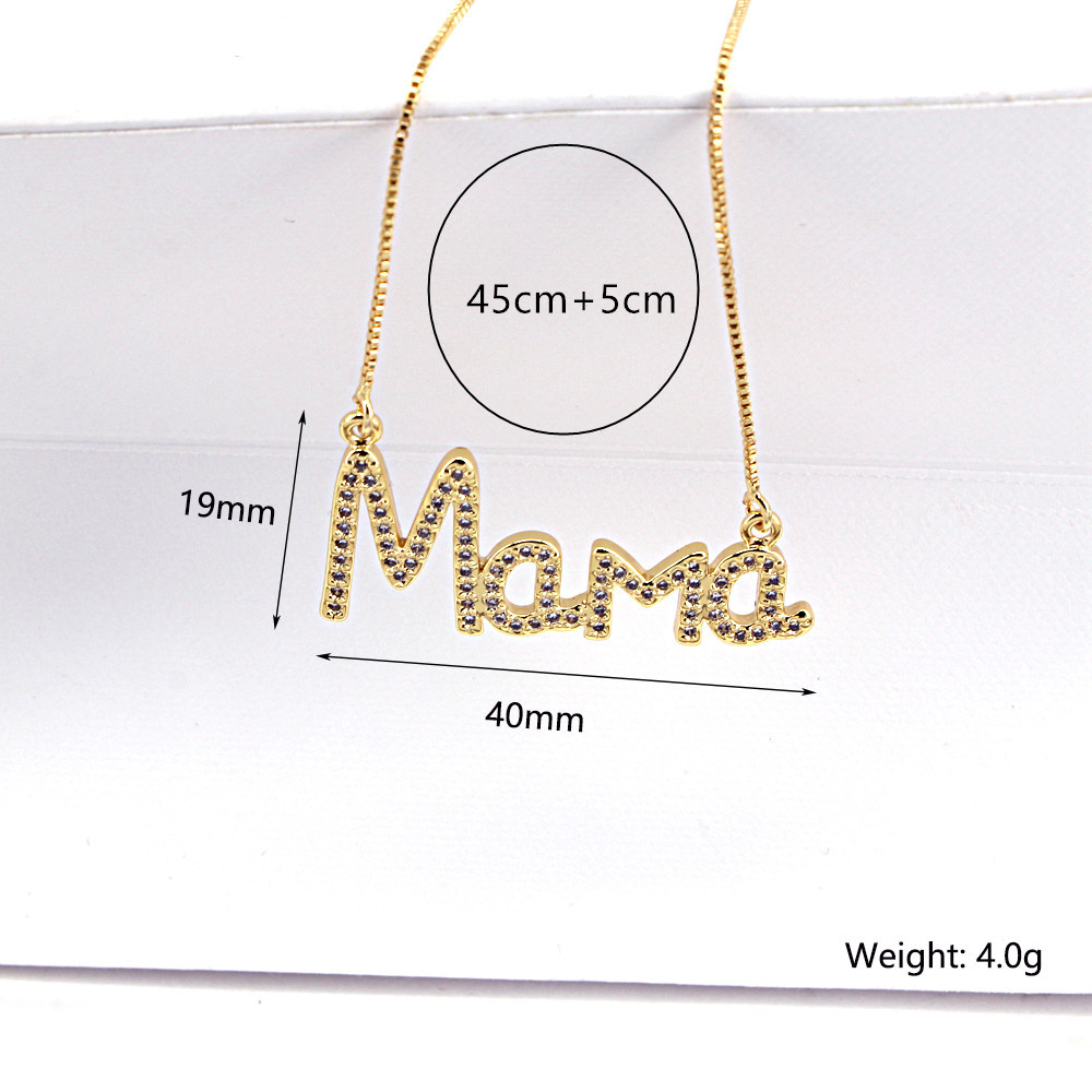 Fashion Summer New Letter Mother Mama Copper Simple Inlaid Zircon Necklace display picture 1