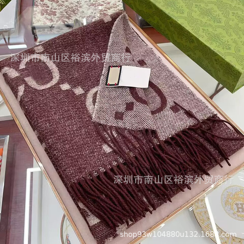 双G大牌围巾家高品质经典双面羊绒围脖秋冬网红专柜同款羊毛披肩|undefined