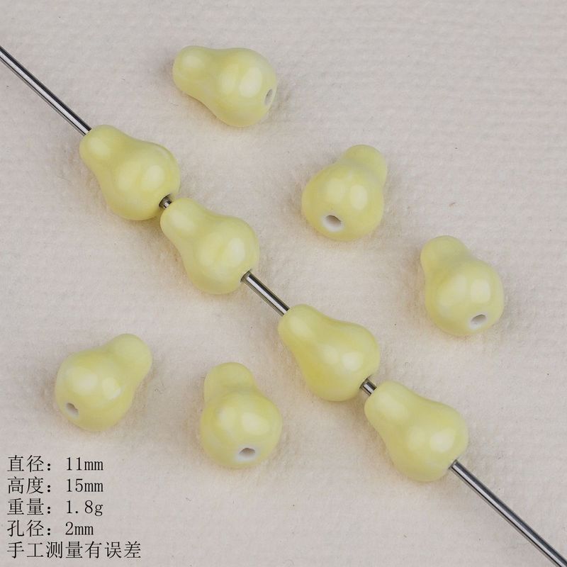 景德镇陶瓷马卡龙色散珠水果清新梨直孔珠DIY手机链项链串珠饰品|undefined