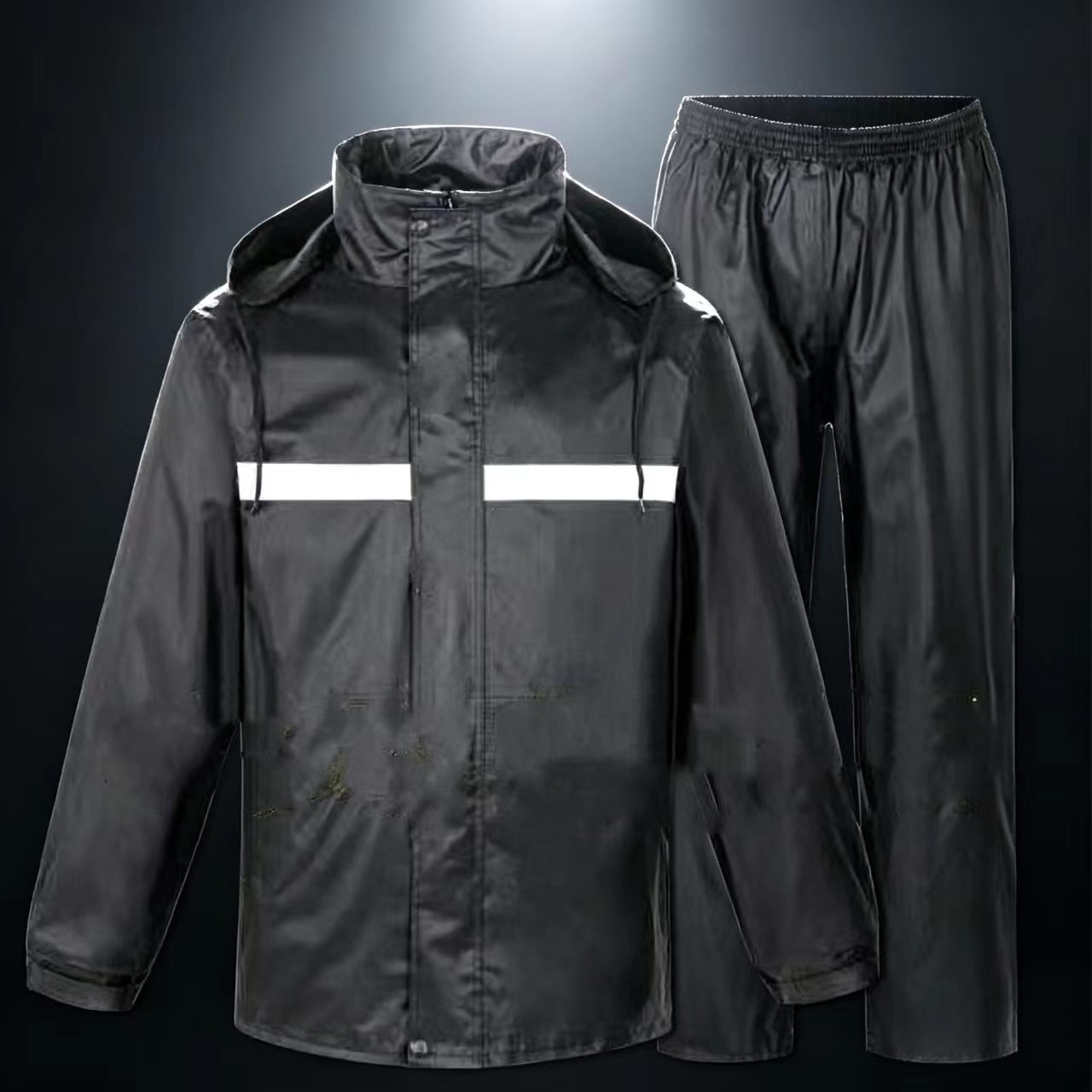 Traje de Impermeable y Pantalón de Lluvia de Tela Oxford Tira Reflectante Resistente a Tormentas para Ciclismo y Motocicleta