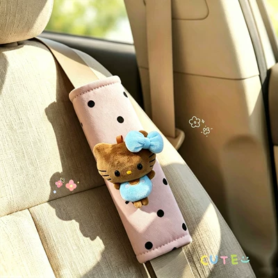 decoration, car interior anti-wear clothing Sürətlər qutusu və əl tormozu başlıqları - light-blue-black-leather-with-small-dots-black-polka-dot-pink-shoulder-pads