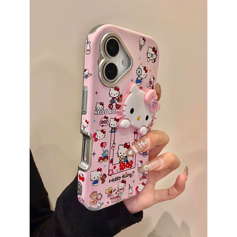 Chica corazón ins brillo a cuadros kt para iPhone 16PM funda para teléfono móvil Apple 15ProMax piel 14/13