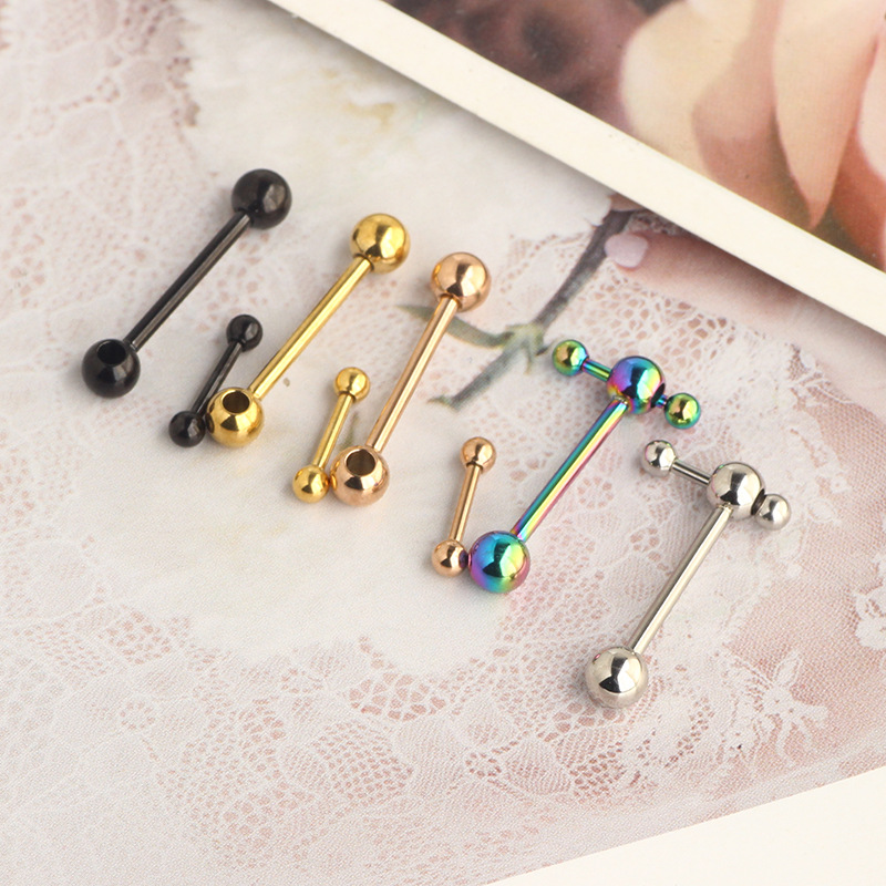 New Rose Gold Heart Tongue Nail Stainless Steel Hollow Ball Hammer Tongue Ring Body Piercing Jewelry detail image 13