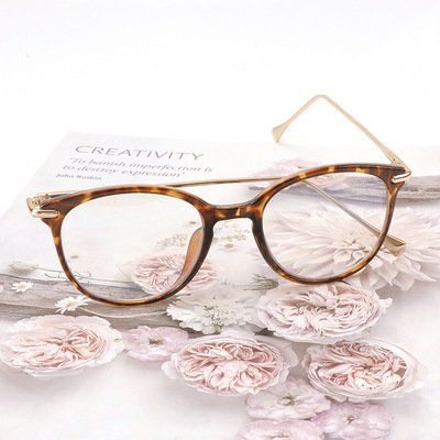 2022新款清晰超轻网红豹纹眼镜框女高品铰架平光镜防蓝光平光眼镜|ru