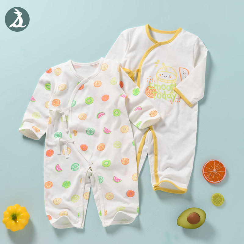 Spring and summer pure cotton Thin section Long sleeve Frenum one-piece garment baby Romper Climbing clothes Newborn Surplice Clothes 2