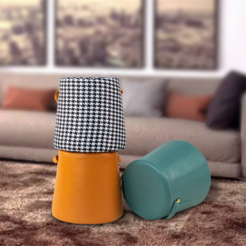 Home-use portable low stool simple shoe bench board stool living room coffee table sofa bench wooden small stool creative leather stool