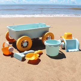 2024儿童海边沙滩车玩具套装决明子宝宝拖车海滩挖沙铲子玩沙子桶