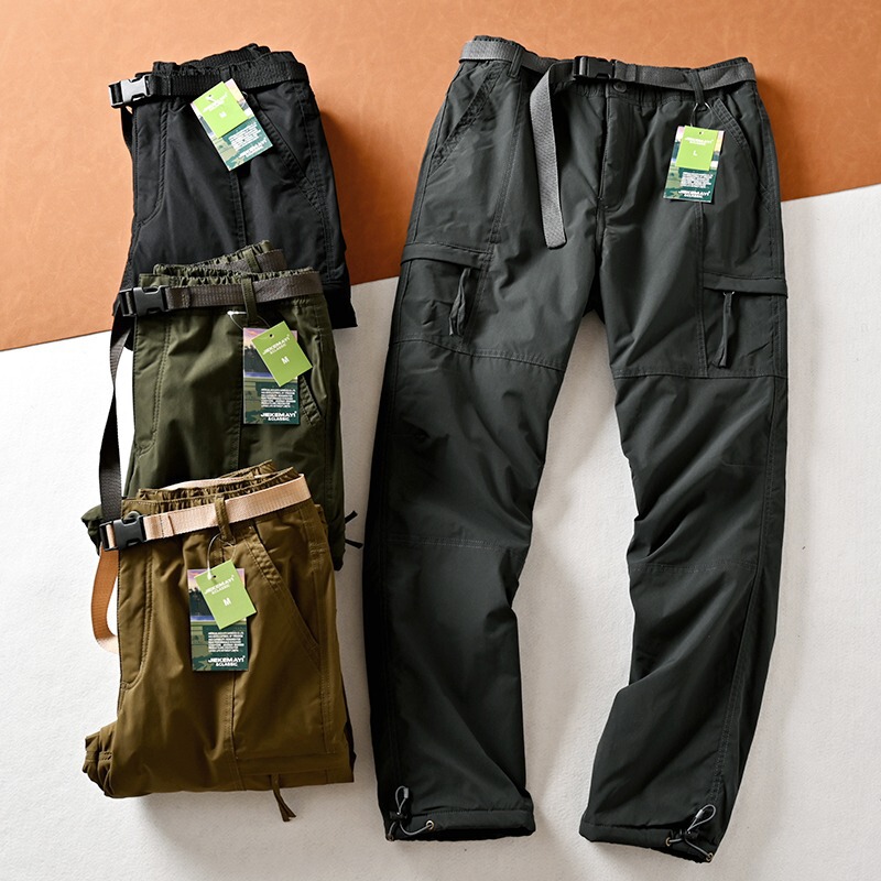 High-value outdoor windproof and waterproof casual pants for men, autumn and winter, fleece-lined, warm, multi-pocket cargo pants High-value outdoor windproof and waterproof casual pants for men, autumn and winter, fleece-lined, warm, multi-pocket cargo pants