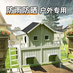 屋外猫小屋 二層無垢材猫ヴィラ 屋外防雨・日焼け止め 四季通用 野良猫 防寒・保温猫ハウス