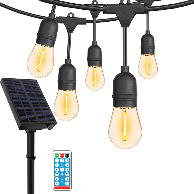 Internet-Famous Outdoor Camping Solar S14 Bulb String Lights, Vintage Tungsten Filament Bulb Atmosphere Light String, High Quality