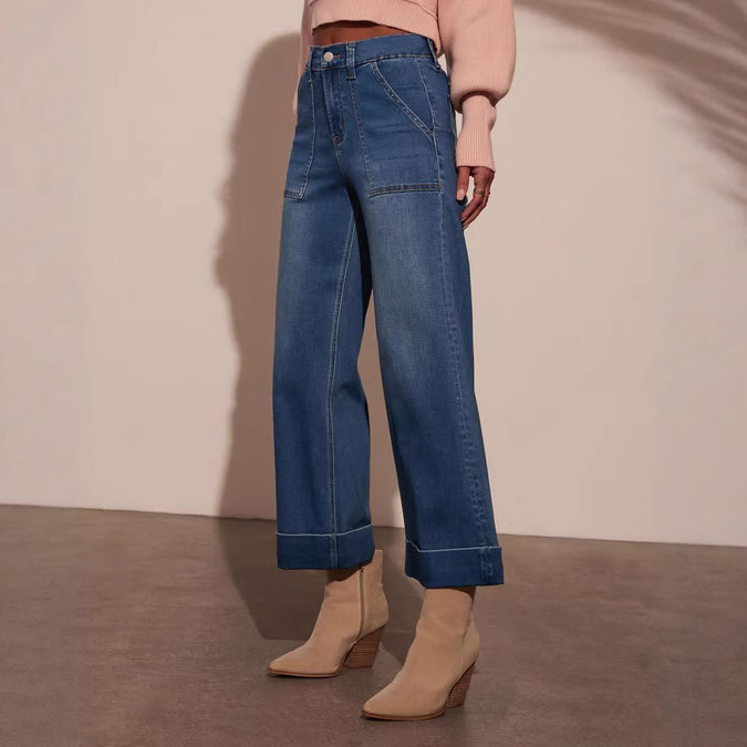 K European And American Style New Fashionable High Waisted Elastic Loose Jeans For Women_mkmklike.com