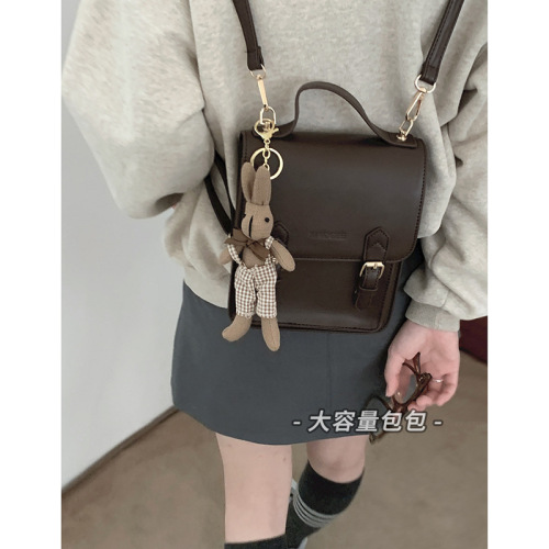 Simple travel bag, retro texture handbag, women's bag, new fashion, casual and high-end student backpack